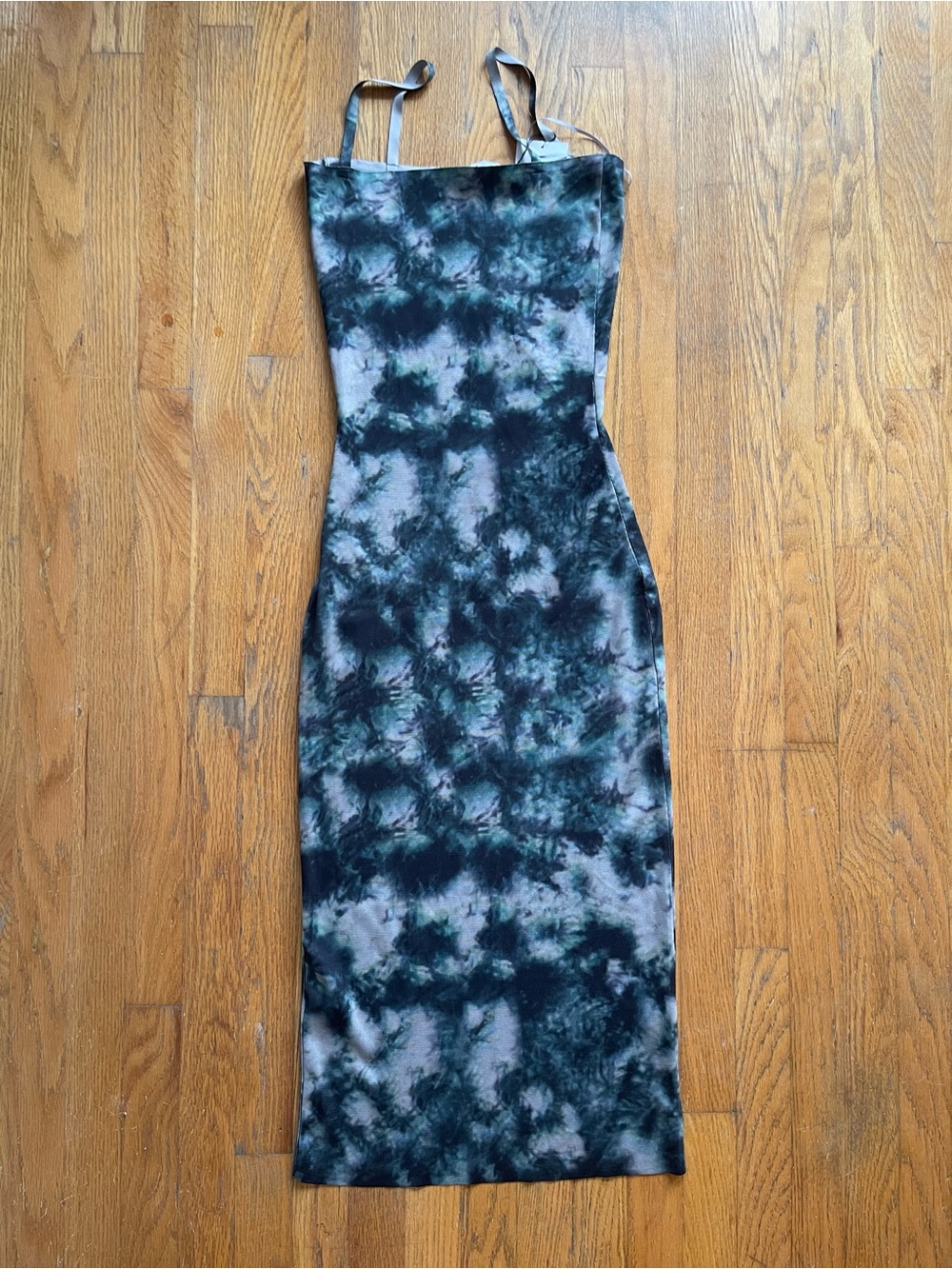 Zara Tie-Dye Slip Midi Dress in Teal and Cream - Picture 3 of 3